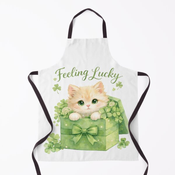 Item preview, Feeling Lucky St Patrick’s Day Cat – Cute Watercolor Shamrock Kitty in Gift Box designed and sold by Happy'CLICK'.