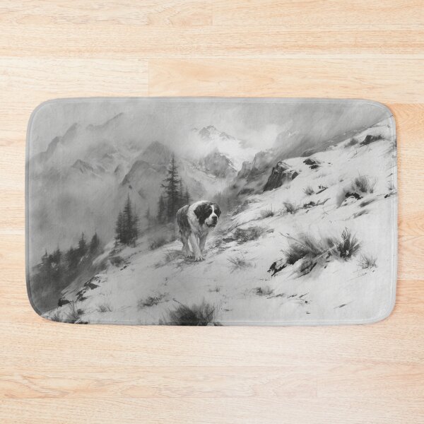 Item preview, A calm Saint Bernard trekking through a stormy mountain pass, Dogs in Motion designed and sold by CDC40.