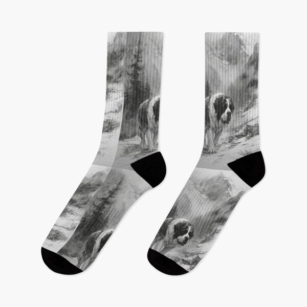 Item preview, A calm Saint Bernard trekking through a stormy mountain pass, Dogs in Motion designed and sold by CDC40.