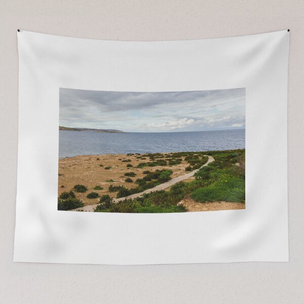 Item preview, Coastal Nature Path Through Green Bushes to the Sea Under a Cloudy Sky designed and sold by Nmallia.