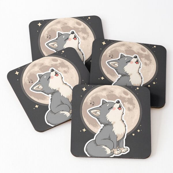 Item preview, Cute Cartoon Wolf Pup Howling at Full Moon designed and sold by avwear.