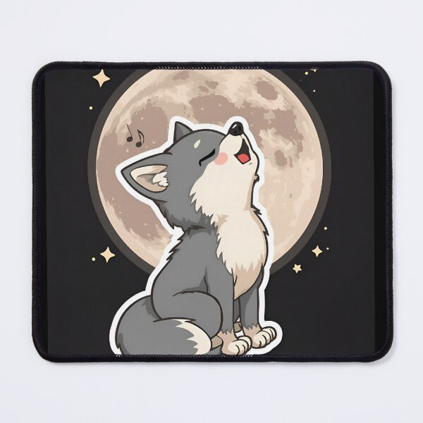 Item preview, Cute Cartoon Wolf Pup Howling at Full Moon designed and sold by avwear.
