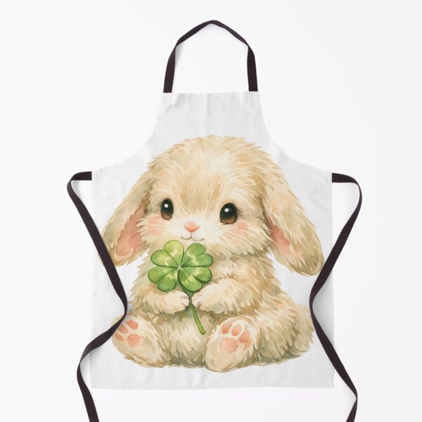 Item preview, Kawaii Lucky Bunny Holding Four Leaf Clover – St Patrick’s Day Watercolor Art designed and sold by Happy'CLICK'.