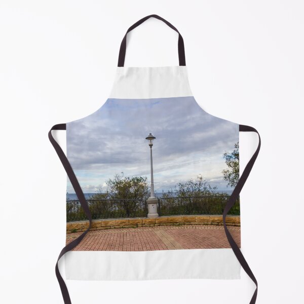 Item preview, Scenic Sea View From a Brick Terrace With Classic Lamp Post and Ocean Horizon designed and sold by Nmallia.