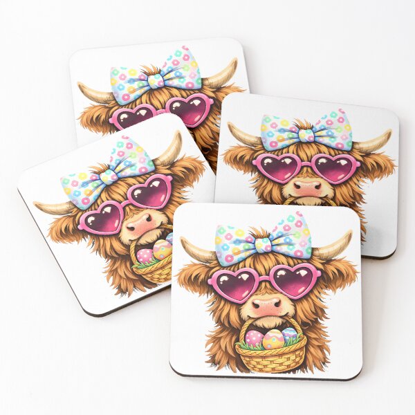 Item preview, Cute Highland Cow Easter Eggs – Kawaii Spring Pastel Cow With Basket designed and sold by Happy'CLICK'.