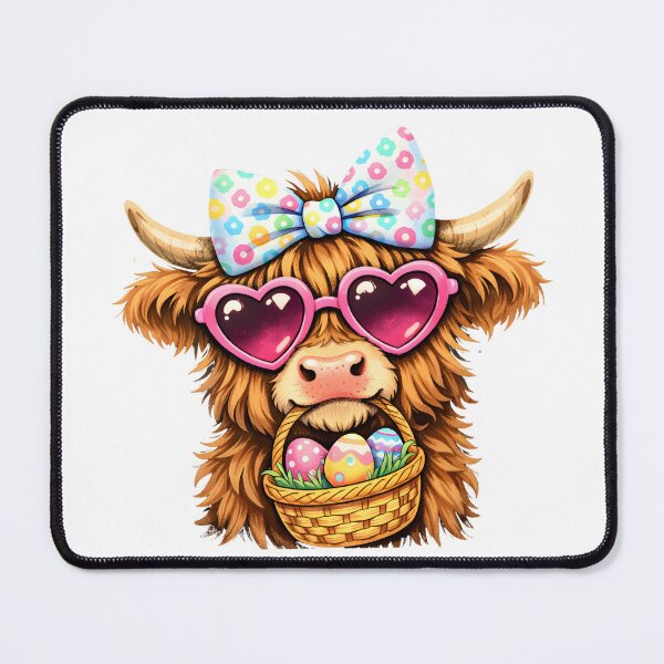 Item preview, Cute Highland Cow Easter Eggs – Kawaii Spring Pastel Cow With Basket designed and sold by Happy'CLICK'.