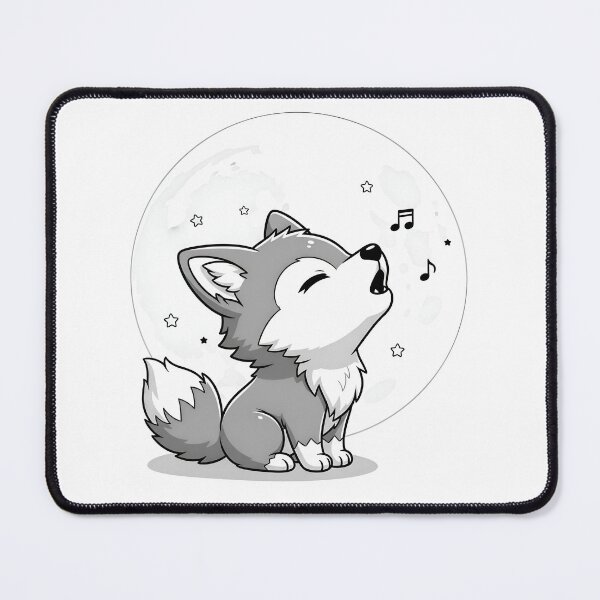 Item preview, Cute Chibi Wolf Pup Howling at Moon designed and sold by avwear.