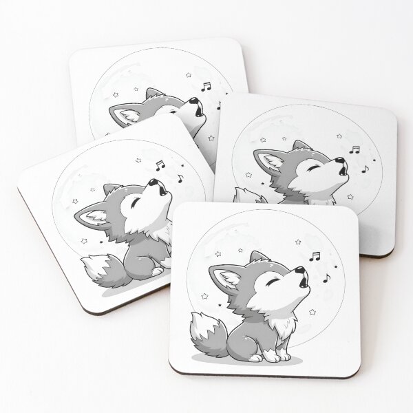 Item preview, Cute Chibi Wolf Pup Howling at Moon designed and sold by avwear.
