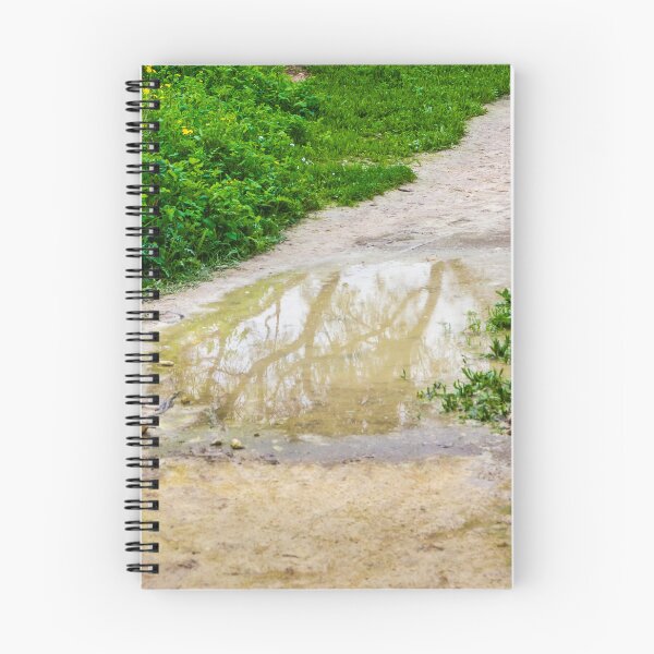 Item preview, Muddy Path With Puddle Reflection Along Lush Green Grass and Wildflowers designed and sold by Nmallia.