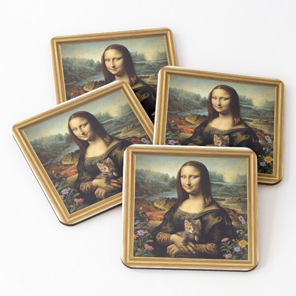 Item preview, Mona Lisa with Kitten designed and sold by burritosupreme.