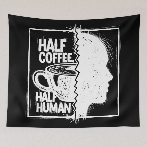 Item preview, Half Coffee, Half Human - Grunge Sketch Design designed and sold by LockjowArt.