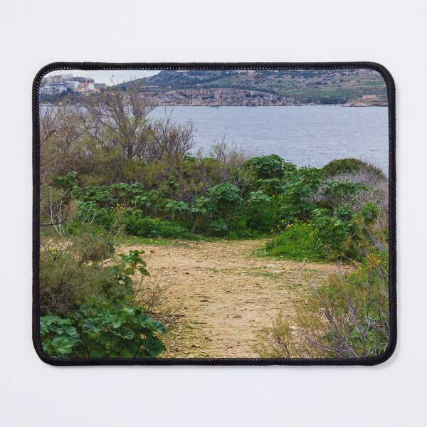Item preview, Coastal Nature Path Through Green Bushes to the Sea Under a Cloudy Sky designed and sold by Nmallia.