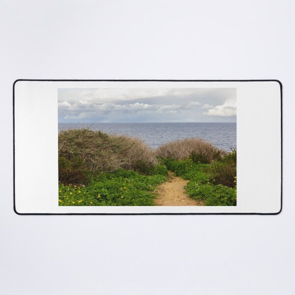 Item preview, Coastal Nature Path Through Green Bushes to the Sea Under a Cloudy Sky designed and sold by Nmallia.