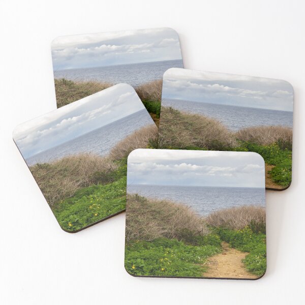 Item preview, Coastal Nature Path Through Green Bushes to the Sea Under a Cloudy Sky designed and sold by Nmallia.