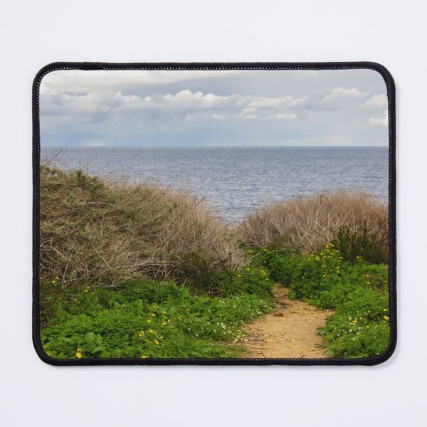 Item preview, Coastal Nature Path Through Green Bushes to the Sea Under a Cloudy Sky designed and sold by Nmallia.