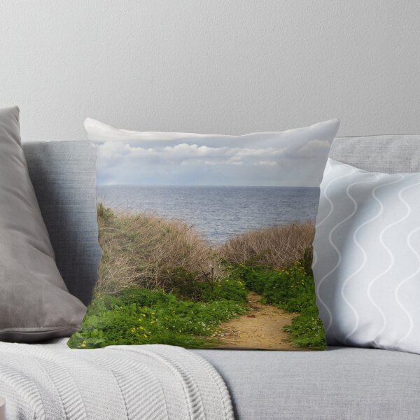 Item preview, Coastal Nature Path Through Green Bushes to the Sea Under a Cloudy Sky designed and sold by Nmallia.