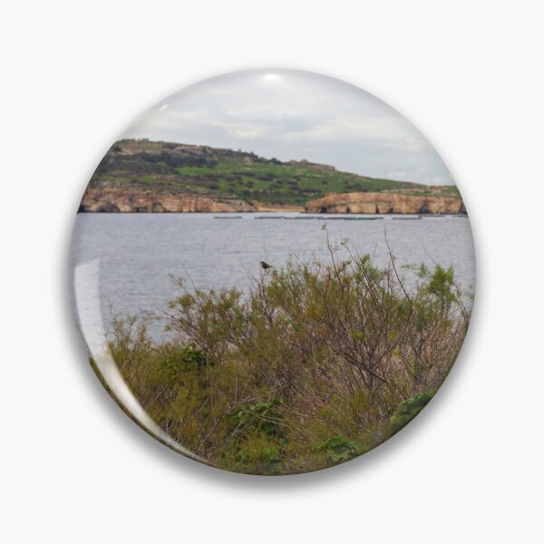 Item preview, Coastal Landscape With Calm Water, Distant Hills, And Lush Green Shoreline Bushes designed and sold by Nmallia.