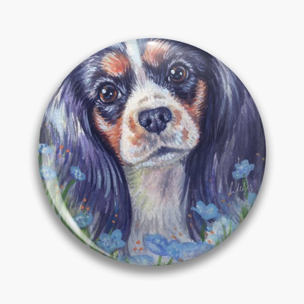 Item preview, Tricolor Cavalier in Blue Flowers designed and sold by jollyinu.