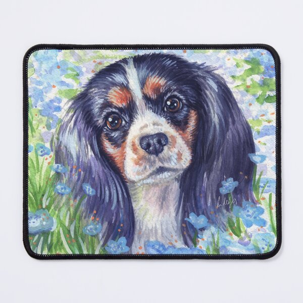 Item preview, Tricolor Cavalier in Blue Flowers designed and sold by jollyinu.