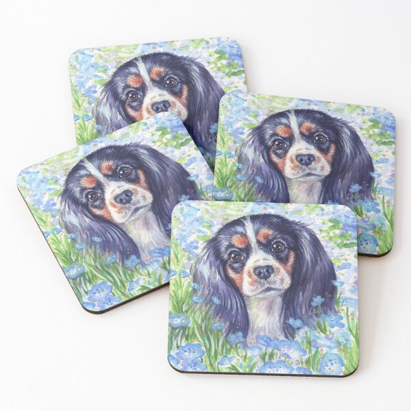 Item preview, Tricolor Cavalier in Blue Flowers designed and sold by jollyinu.