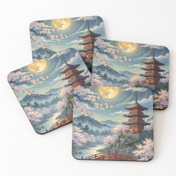 Item preview, Golden Moon Pagoda Sakura Bridge Scene designed and sold by athanasioungr.