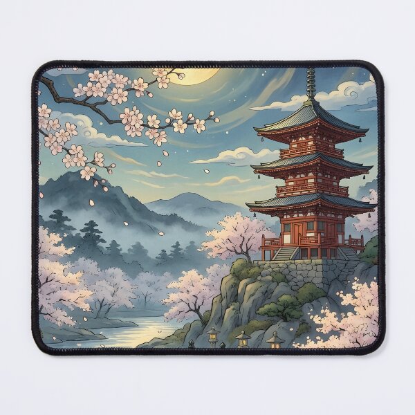 Item preview, Golden Moon Pagoda Sakura Bridge Scene designed and sold by athanasioungr.