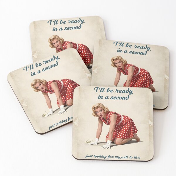 Item preview, I’ll Be Ready in a Second – Retro 50s Dark Humour Pop Art Poster designed and sold by MooLaLa.Store.