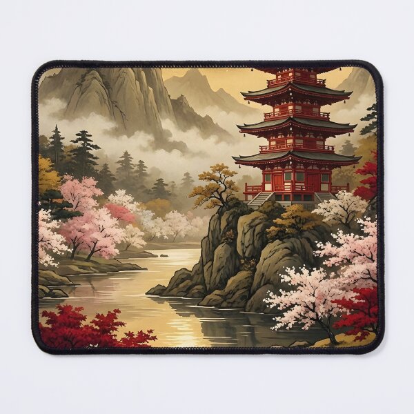 Item preview, Golden Moon Pagoda River Sakura designed and sold by athanasioungr.