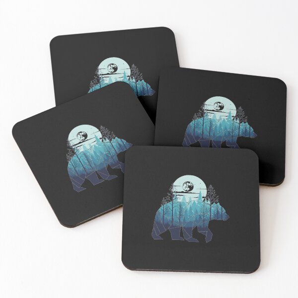 Item preview, Geometric Bear Night Forest Moon Silhouette designed and sold by NaturaVestir.