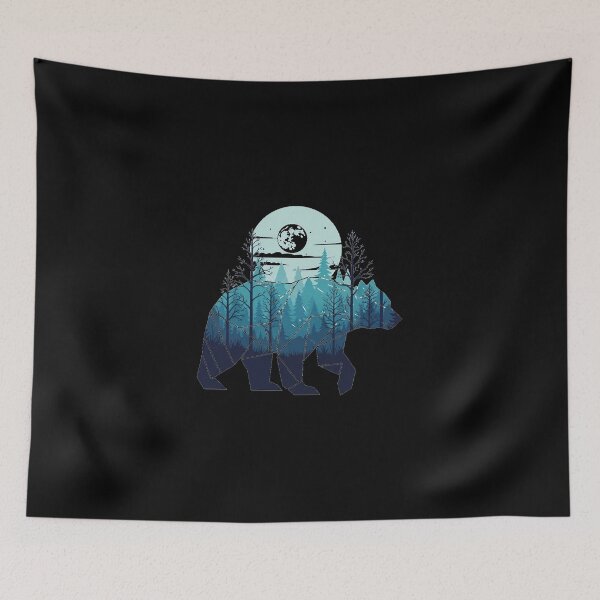 Item preview, Geometric Bear Night Forest Moon Silhouette designed and sold by NaturaVestir.