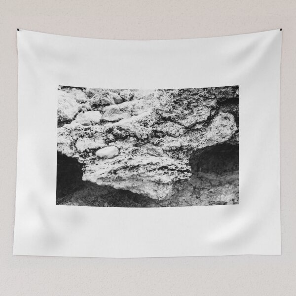 Item preview, Rugged Rock Texture in Monochrome Showing Rough Geological Erosion and Natural Form designed and sold by Nmallia.