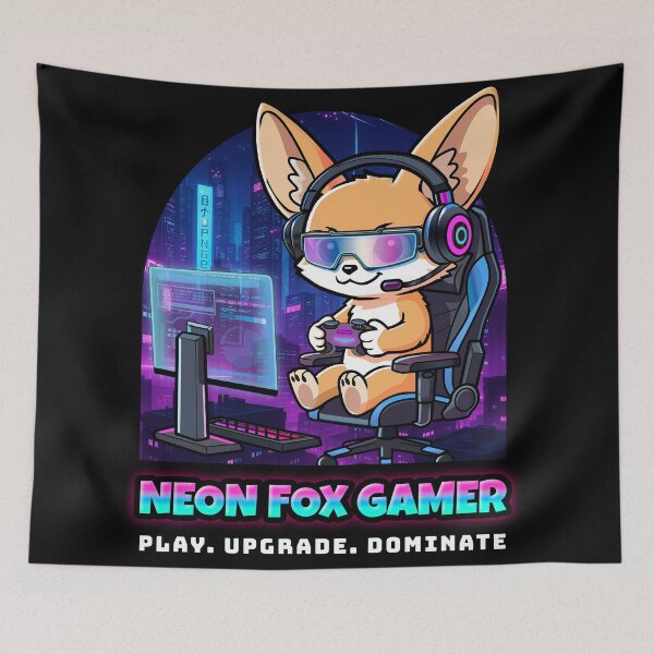 Item preview, Cyberpunk Fennec Fox Gamer - Neon Future Art T-Shirt designed and sold by AmazingEG.