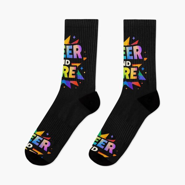 Item preview, Queer and Here – Retro Rainbow Street Graphic designed and sold by Mosogoloso.
