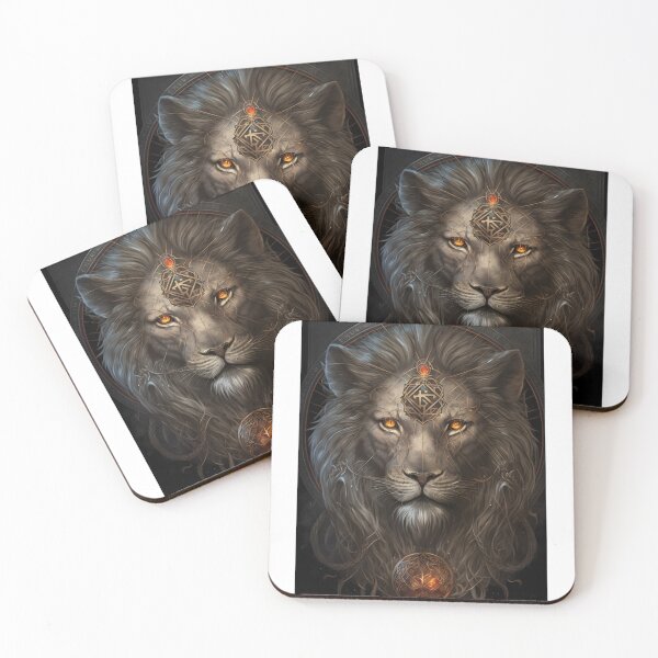 Item preview, Sacred Lion with Ancestral Symbols - Mystic and Ceremonial Style Design designed and sold by Hipatye26.