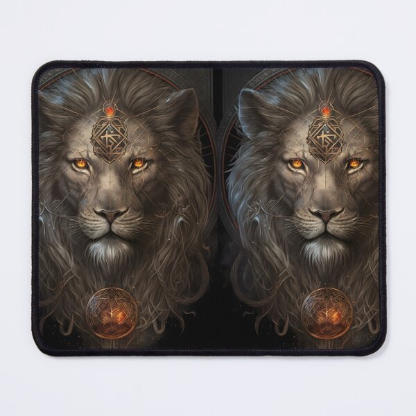 Item preview, Sacred Lion with Ancestral Symbols - Mystic and Ceremonial Style Design designed and sold by Hipatye26.