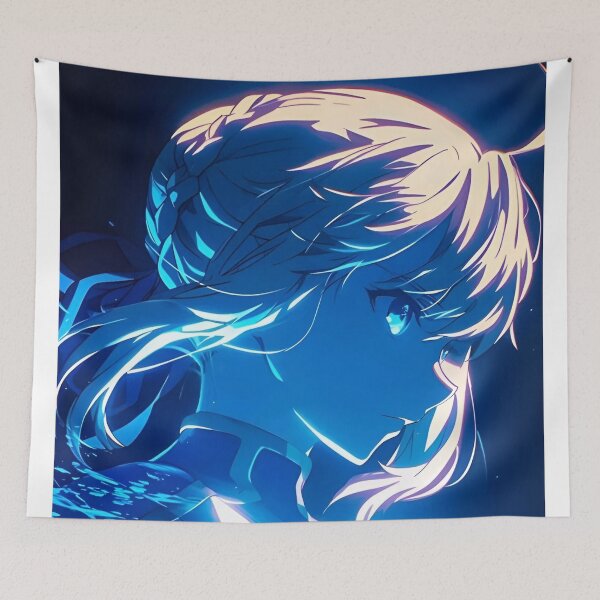 Item preview, Azure Blade – Glowing Anime Knight Portrait designed and sold by Dyan4.
