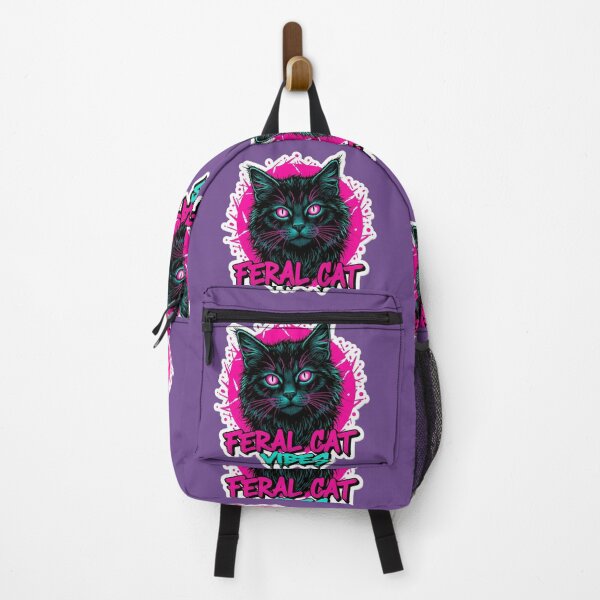 Item preview, Feral Cat Vibes Graffiti Sticker – Wild Crazy Cat Meme Neon Street Art | Edgy Cat Lover Shirt designed and sold by ZyxDes.