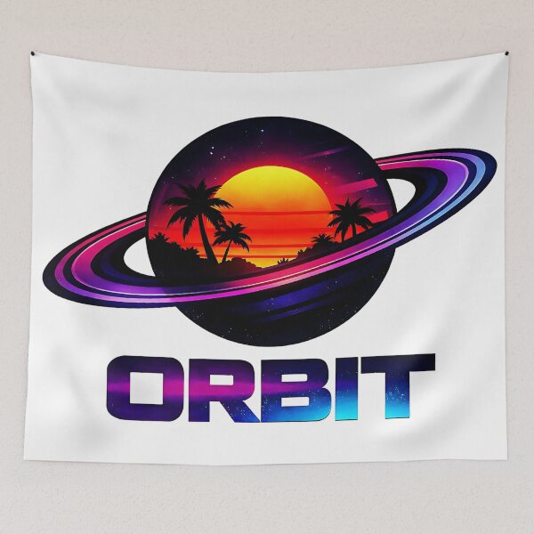 Item preview, Geometric Saturn Orbit Retro Synthwave Space Minimalism 80s designed and sold by LSphere Art.