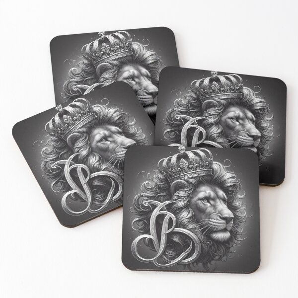 Item preview, Regal Crowned Lion Monogram Sketch designed and sold by Zodiac Celestial Art.