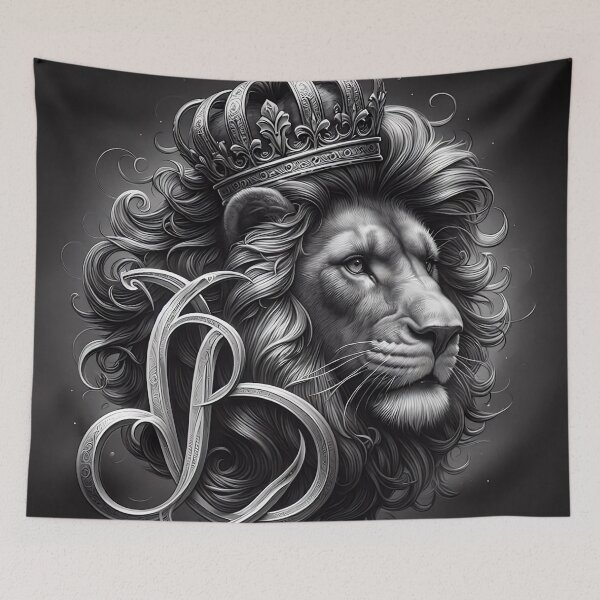 Item preview, Regal Crowned Lion Monogram Sketch designed and sold by Zodiac Celestial Art.