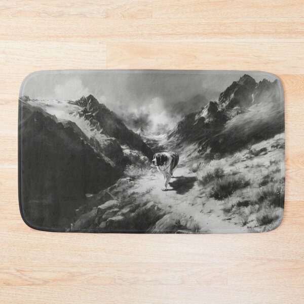 Item preview, A calm Saint Bernard trekking through a stormy mountain pass, Dogs in Motion designed and sold by CDC40.