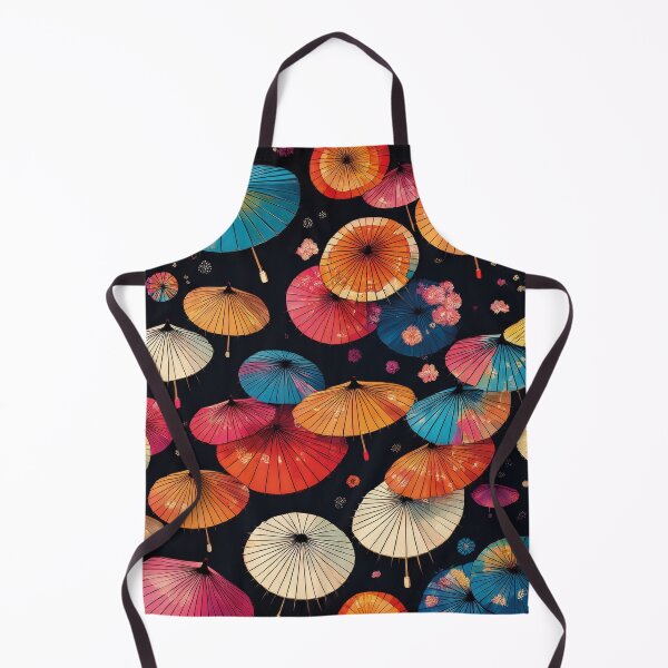 Item preview, Colorful Japanese parasols on a black background designed and sold by Photopat.