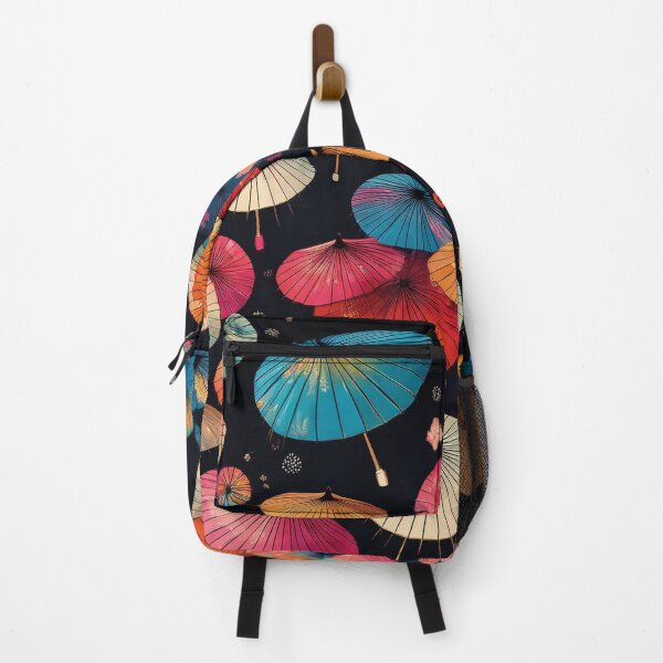 Item preview, Colorful Japanese parasols on a black background designed and sold by Photopat.