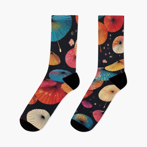 Item preview, Colorful Japanese parasols on a black background designed and sold by Photopat.