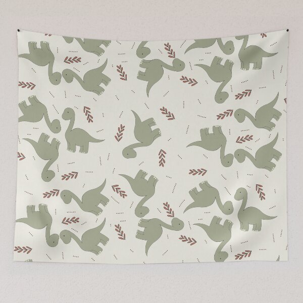 Item preview, Earthy Boho Brontosaurus & Botanical Leaf Pattern designed and sold by  Boho Vibes Studio.