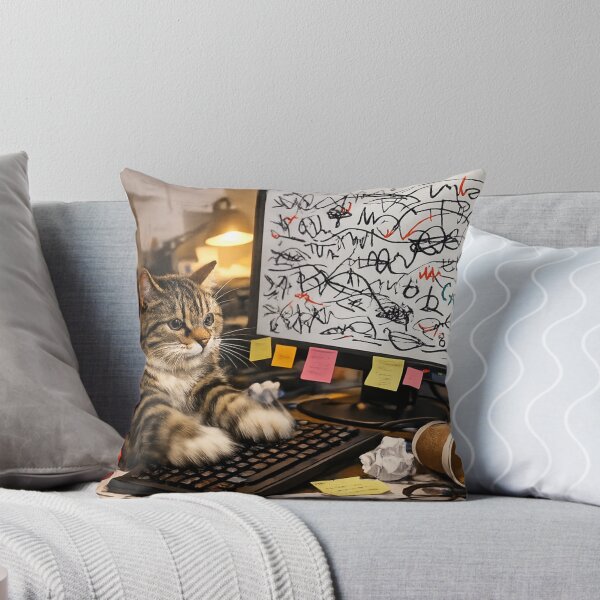 Item preview, Pretending To Work Funny Cat Sticker – Busy Looking Meme designed and sold by VibeVauilt.