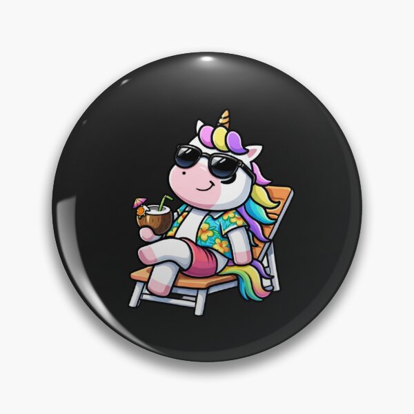 Item preview, Cool Vacation Unicorn – Chibi Summer Beach Vibes Aesthetic Pastel Rainbow Cartoon designed and sold by ColorSplash123.