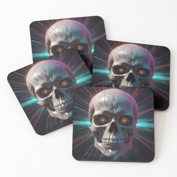 Item preview, Neon Pulse Cyber Skull designed and sold by Dreamy Armine Art.