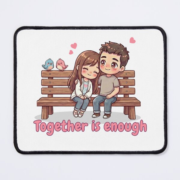 Item preview, Together Is Enough – Cute Couple on Bench | Everyday Love Illustration designed and sold by Beeform.