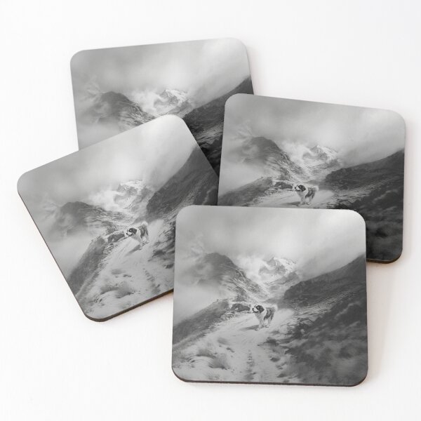 Item preview, A calm Saint Bernard trekking through a stormy mountain pass, Dogs in Motion designed and sold by CDC40.